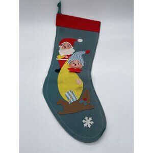 Vintage Felt Stocking Pixie Santa Elf